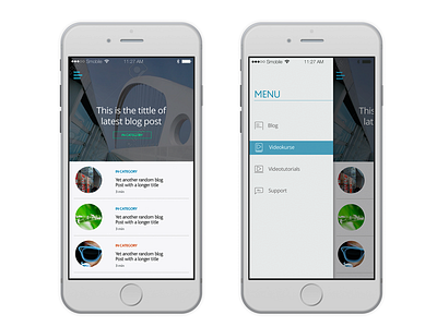 Blog post app Ui app clean ios list menu post