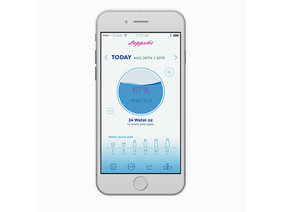 Water consumption reminder app aqua blue icons ios ui water white