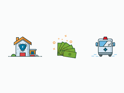 Proposal Icons ambulance color design flat house icons insurance money web