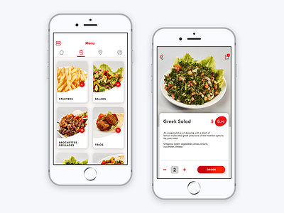 Food Delivery app app design food menu minimalism mobile red ui ux white
