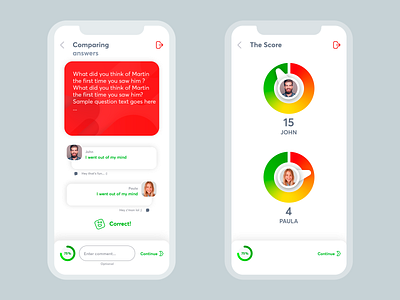 Redesign for Quizz app app hybrid icons mobile quiz red score ui white