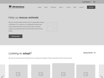 AMA Animal Rescue - Home Page Mockup