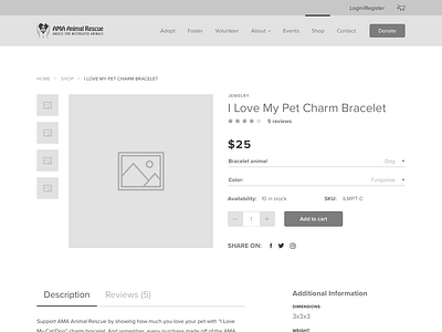 Ama Animal Rescue Product Page ecommerce product product design product page design website design