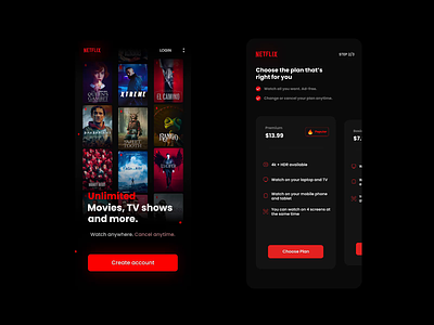 Netflix - mobile pricing and plans design mobile movies plans pricing ui ux