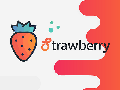 Strawberry icon illustration logo strawberry typography