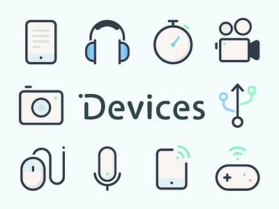 Electronic Devices Icons camera devices eletronic gamepad headphone icon illustration microphone mouse smartphone usb