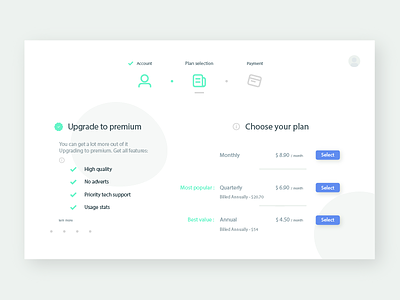 Upgrade to a Premium account design features illustration payment plan premium price price table pricing page typography ui ux webdesign webshop website