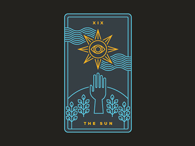 XIX - The Sun cards dark eye growth hand magic mysticism occult plants success sun tarot