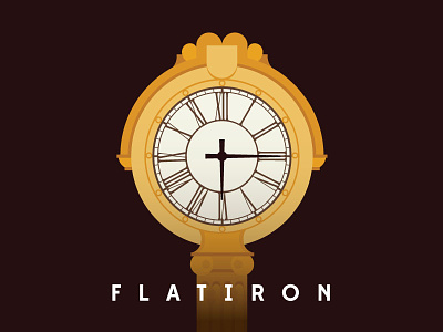Flatiron District city clock flat flatiron gold illustration new york nyc time