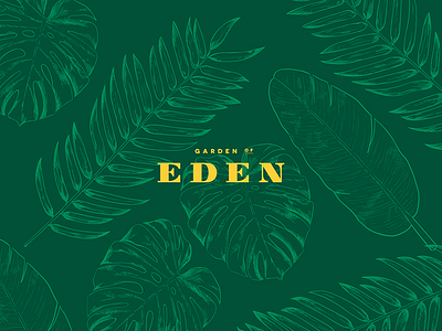 Garden of Eden branding eden garden garden of eden green illustration jungle leaves plants typography