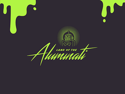 Land of the Aluminati branding evil robot fictional goo illuminati logo occult robot science space stroke