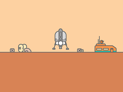 Mars Lander bright color cute illustration illustrator line art simple