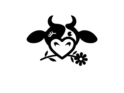 Love Cute Cow Logo For Sale adorable agriculture branding cow cow milk and baby products dairy and farm products dairy products fun graphic design heart nose logo love cute cow logo memorable modern restaurants technology ui ux