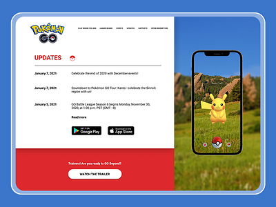 Pokemon GO landing page redesign landingpage pokemon pokemon go redesign website