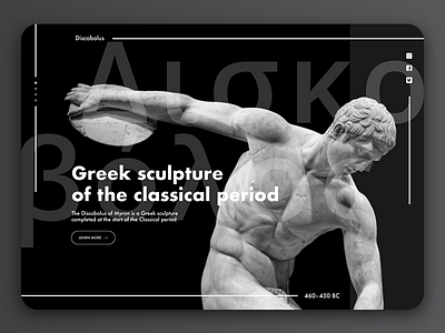Discobolus greek landing page sculpture website
