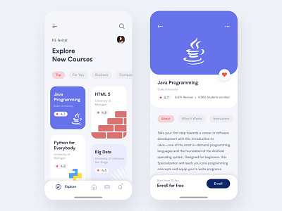 Online course app design digital platform learning app typography ui visual design