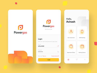 Power Gas app colours icon illustration logo design logodesign mobile app typography ui uiux desing visual design