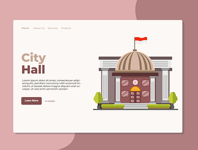 City Hall Landing Page Design illustration landing page uidesign user interface web page