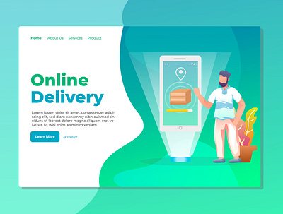 Online Delivery Landing Page Design illustration landing page uidesign user interface web page