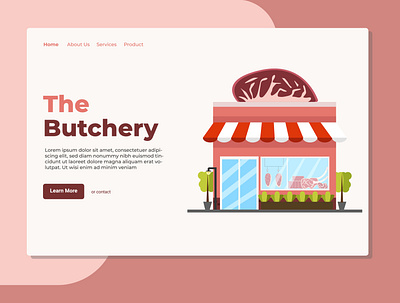 Butchery Landing Page Illustration dribbble flat design illustration landing design landing page uidesign user experience user interface userinterface web page