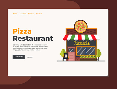 Pizza Restaurant Landing Page Illustration dribbble flat design illustration landing design landing page uidesign user experience user interface userinterface web page