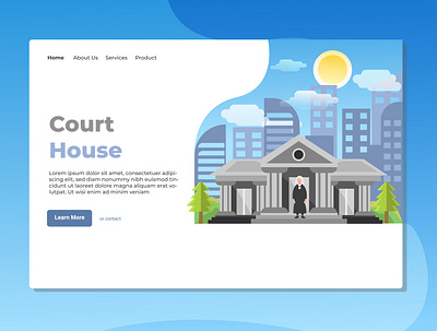 Court House Landing Page Illustration dribbble flat design illustration landing design landing page uidesign user experience user interface userinterface web page