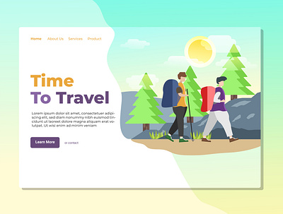 Time To Travel Landing Page Illustration design dribbble flat design illustration landing design landing page ui uidesign user experience user interface userinterface web page