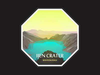 Ijen Crater badge hunting badge logo badgedesign design flat design landscape design logo