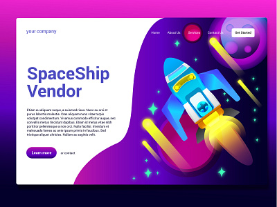 SpaceShip Landing Page Design dribbble illustration landing design landing page ui uidesign user interface web page