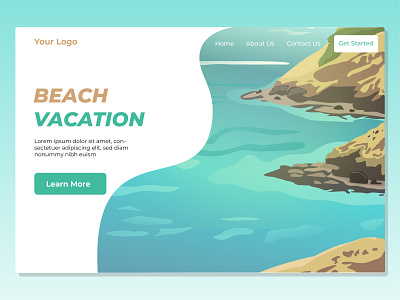 Beach Vacation Landing Page Design flat design illustration indonesian landing design landing page uidesign user experience user interface userinterface web page