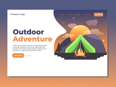 Outdoor Adventure Landing Page Design dribbble flat design illustration landing design landing page uidesign user experience user interface web page