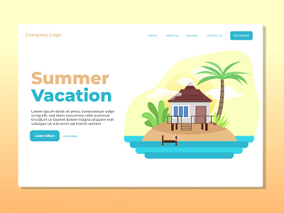 Summer Vacation Landing Page Design dribbble flat design illustration landing design landing page uidesign user experience user interface userinterface web page