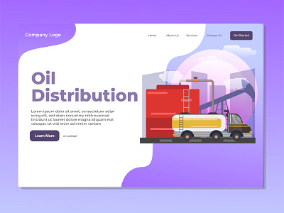 Oil Distribution Landing Page Design dribbble flat design illustration landing design landing page uidesign user experience user interface userinterface web page