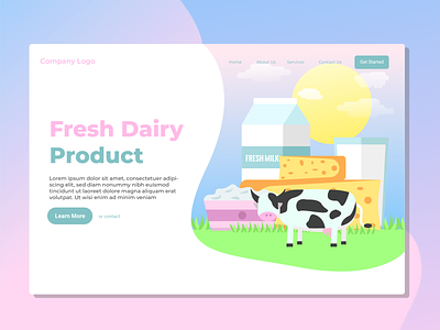 Fresh Dairy Product Landing Page Illustration
