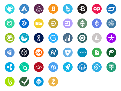 Cryptocurrency Icons altcoins bitcoin coins crypto cryptocurrencies flat icon-set icons outline svg