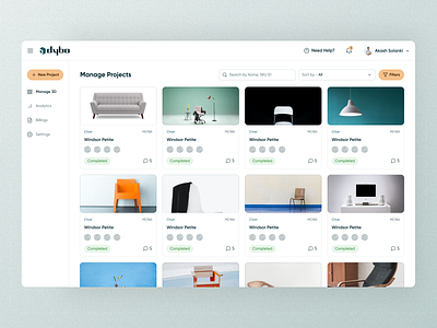 💻 Manage Projects on Dashboard - Dybo, designed in Figma dashboard dashboard home design home page login dashboard main page dashboard manage project product listing products on dashboard projects sidebar ui ux web website