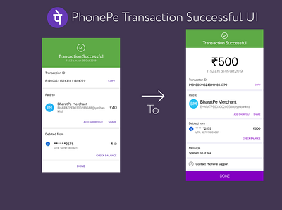 PhonePe Transaction Redesign app design application design application ui branding design paytm phonepe wallet