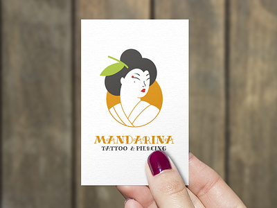 Mandarina Tatto Logo + Business Card branding emblema geisha japan logo mark tangerine tatto