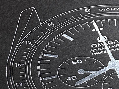 Omega Speedmaster Professional - Foil Emobssed Poster ap horology illustration minimal minimalism omega poster rolex speedmaster speedy timepiece watch