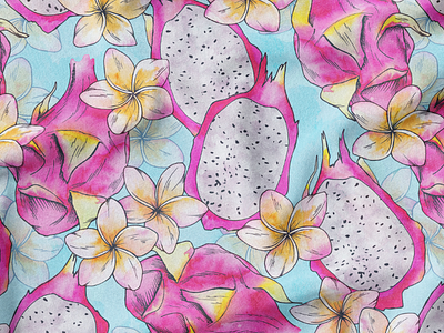 Tutti Fruity Watercolor Pattern design fabric fruit pattern summer2021 textile trends2021 tropical