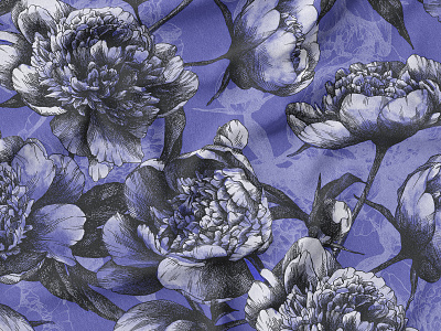 Very Peri Graphic Peony Pattern