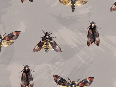 Watercolor Pattern Acherontia Atropos