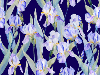 Iris Watercolor Pattern flowers garden iris pattern tatyanakomarovaart watercolor
