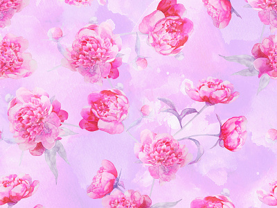 Watercolor Pink Peonies Pattern flowers garden pattern peonies tatyanakomarovaart watercolor