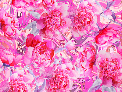 Abstract Watercolor Pink Peonies Pattern