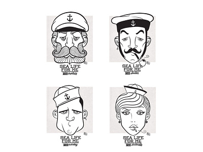 Sealife for me anchor beard captain cartoon fun girls illustration mustache pipe poster sailor sailorette