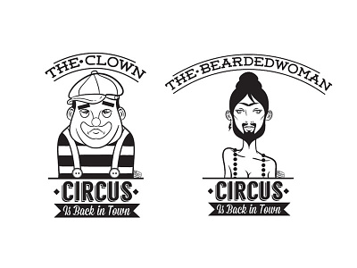 Circus is back in town(clown/beardedwoman) beard character circus clown comics cool girl hat illustration woman