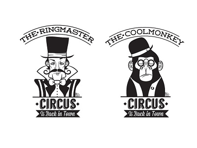 Circus is back in town(ringmaster/coolmonkey) character circus cool fun glass hat illustration monkey mustache papillon