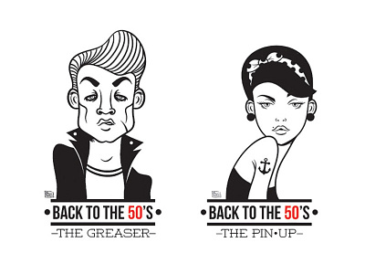 Back to the 50's character cool girl grease illustration pinup rock rocker tattoo vintage