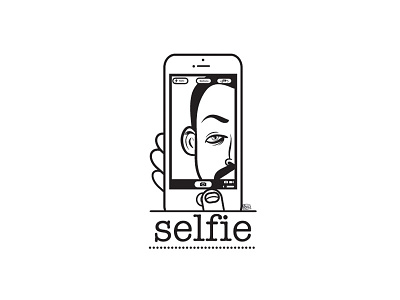 Selfie character draw graphic illustration mobile phone photo portrait selfie